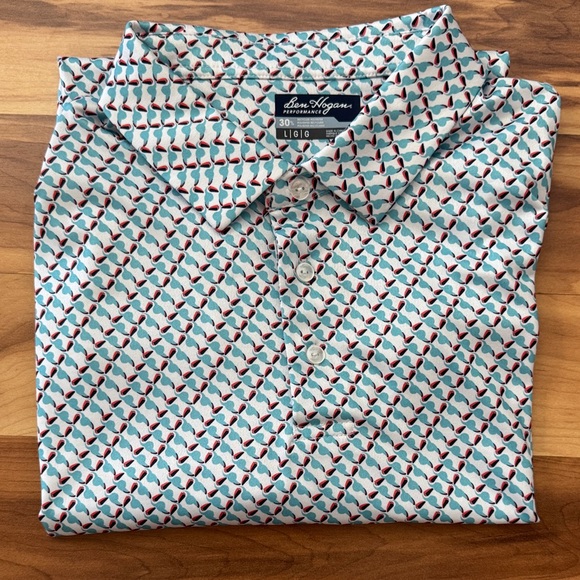 Men’s Golf Patterned  Performance Fabric with Teal and Red Accents - Picture 3 of 3